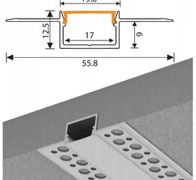 BERGE LED hliníkový profil zapustený 2m - sada