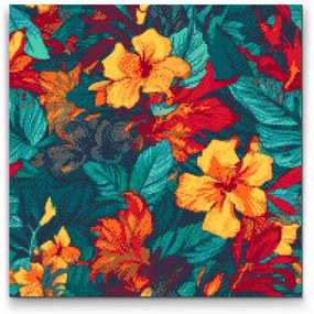 Gario Diamantové maľovanie Kvetinové pozadie Ibištek Rozmery: 50 x 50 cm, Rámovanie: Iba zrolované plátno, Diamanty: Okrúhle