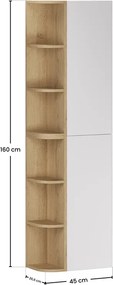 Závesná vysoká kúpeľňová skrinka Aster I 160 cm biela/dub cremona
