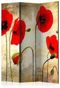 Paraván - Golden Field of Poppies [Room Dividers] Veľkosť: 135x172, Verzia: Akustický