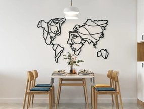 drevko Umelecká Mapa sveta na stenu - Dve tváre Rozmer obrazu: 41,5 x 65 cm, Farba dekorácie: Čierna