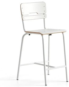 Školská stolička SCIENTIA, široké sedadlo, V 650 mm, biela/biela