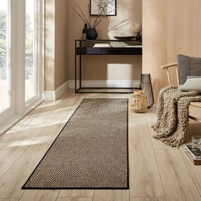 Jutový behúň na schody v čierno-prírodnej farbe 60x600 cm Diamond – Flair Rugs