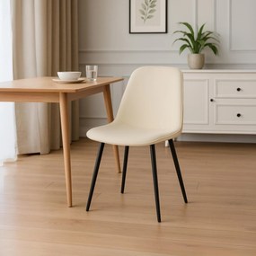 Sada 4 ks jedálenských stoličiek Maryam zamat - krémová