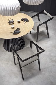 Okrúhly jedálenský stôl Miyaki - dub prírodný / čierna