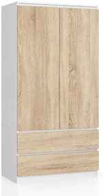 Skriňa S 90 cm 2D 2SZ CLP biela / sonoma