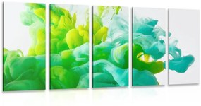 5-dielny obraz atrament v zelenom odtieni - 100x50