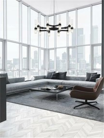 Nova Luce závesné svietidlo Century matná čierna a číre a matné sklo (1.5m oc