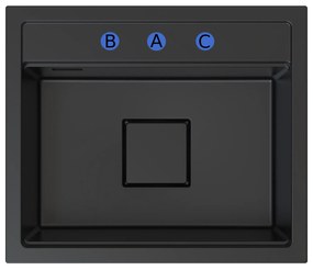 Gamma Quadro 5850, 1-komorový granitový drez 580x495x220 mm, čierna, GMA-ZLE000229