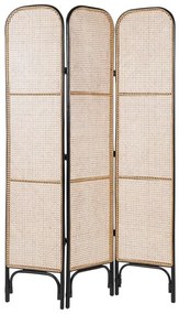 3-dielny skladací ratanový paraván 105 x 180 cm prírodná/čierna POTENZA Beliani