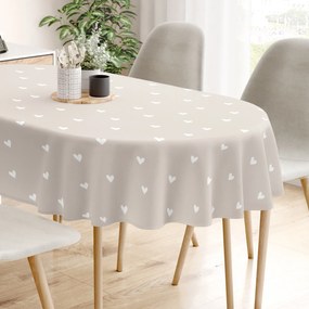 Goldea oválny obrus 100% bavlnené plátno - srdiečka na latte 140 x 220 cm
