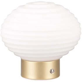 Stmievateľná LED stolová lampa v bielej a zlatej farbe so skleneným tienidlom (výška 14,5 cm) Earl – Trio
