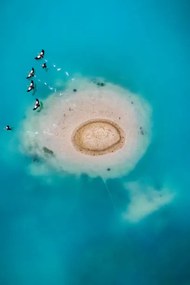 Umelecká fotografie Island in vibrant mine water, Germany, Abstract Aerial Art, (26.7 x 40 cm)