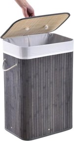 Bambusový košík na bielizeň s vekom, 72 l, sivý