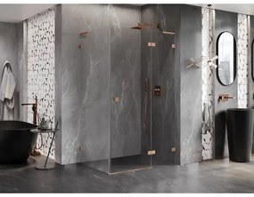 Mexen Lunar L, 1-krídlový sprchový kút, pravý, 90 x 80 cm, 8mm číre sklo, medený profil, 834L-090-080-65-00-P