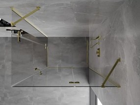Mexen Mist-H Duo, 2-krídlový výklopný sprchový kút 75 x 90 cm, číre sklo, zlatý lesklý profil, 8A5-075L-090P-50-00