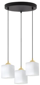 Závesné svietidlo Riffle Square, 3x biele sklenené tienidlo, b/g, o
