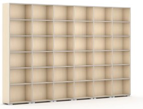 Knižnica SILVER LINE, 6 stĺpcov, 2230 x 3600 x 400 mm, breza