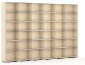 Knižnica SILVER LINE, 6 stĺpcov, 2230 x 3600 x 400 mm, breza