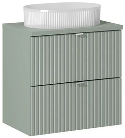 Závesná skrinka Line Reed Green Beyond II s doskou a umývadlom 60 cm zelená