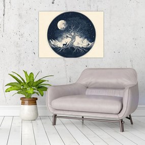 Obraz – Magický strom s jeleňom I. (70x50 cm)