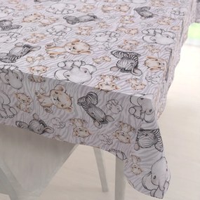 Biante Detský bavlnený obdĺžnikový obrus Sandra SA-335 Africké zvieratká na sivom zebrovanom 140x200 cm