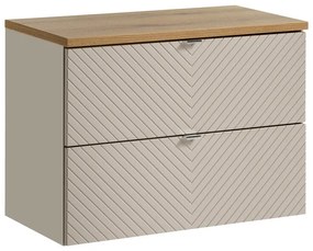Závěsná skříňka pod umyvadlo Viva Cashmere s deskou 80 cm kašmír/dub coast evoke