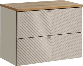 Závesná skrinka pod umývadlo Viva Cashmere s doskou 80 cm kašmír/dub coast evoke