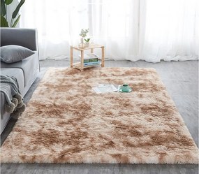 Béžový shaggy koberec s ombre efektom – obdĺžnikový dizajn Rozmer: 120x170 cm
