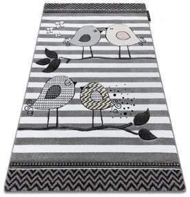 Detský kusový koberec Vtáčiky sivý 200x290cm
