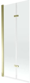 Mexen Castor, vaňová zástena 2-krídlová 80 x 150 cm, otočné krídlo, 6 mm číre sklo, zlatý profil, 892-080-002-50-00