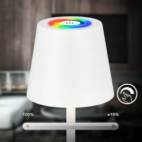 Briloner 7517016 - LED RGB stmievateľná stolová lampa CILANO 3W/5V IP44 2000 mAh biela