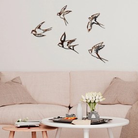 Nástěnná kovová dekorace Birds-2 vícebarevná