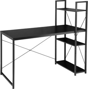 Písací stôl s regálom LOFTY 120x60 cm, čierny