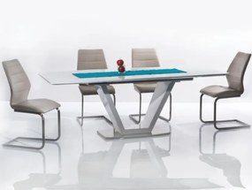 Rozkladací jedálenský stôl Perak - biely vysoký lesk