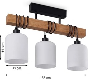 BRILAGI - Prisadený luster WOOD GLASS 3xE27/60W/230V borovica/čierna/biela