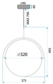 Toolight Toolight, LED stropné svietidlo 35cm APP1426-C, čierna, OSW-01880