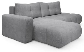 Rozkladacia rohová čalúnená sedacia súprava s úložným priestorom do tvaru L ALMADA ľavá sivá