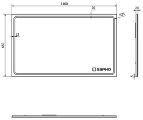 Sapho, GEMINI LED podsvietené zrkadlo 1100x650mm, GM110