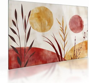 Sklenený obraz - Rastliny a kruhy (70x50 cm)