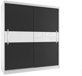 Šatníková skriňa 133 cm Belini biely mat / čierny mat s posuvnými dverami  SI SZP2/2/W/B/W/UU