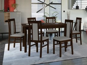 Rozkladací stôl so 6 stoličkami - AL34, Morenie: orech, Poťahové látky: Hygge D91