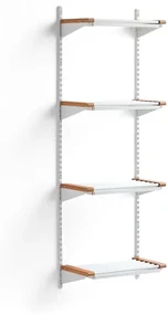 Regál na topánky JEPPE so 4 policami, základná sekcia, 1790x600x310 mm, biela/dub