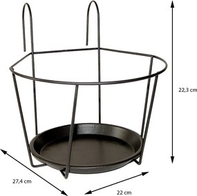 ZÁVESNÝ DRŽIAK NA KVETINÁČ SIMPLY 22X22 CM ČIERNA