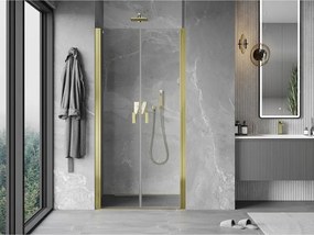 Mexen MIST, 2-krídlové sprchové dvere (d+d) 80x200 cm, 6mm číre sklo, zlatý lesklý profil, 8A7-080-000-50-00