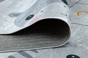 Detský koberec protišmykový BAMBINO 43092 zvieratká, sivý / žltý