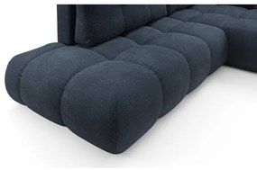 Rozkladacia rohová čalúnená sedacia súprava s úložným priestorom v tvare L ALMADA pravá modrá