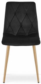Set štyroch jedálenských stoličiek LIBRA zamatové čierne / drevené nohy (4 ks)