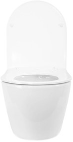 Rea Carlo Mini, závesná WC misa 490x365x370mm, Rimless Tornado NF + toaletné WC sedadlo, biela lesklá, REA-C1260