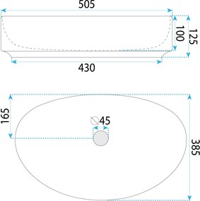Rea Sabina 50, umývadlo na dosku 500x385x120 mm, biela lesklá, REA-U6364